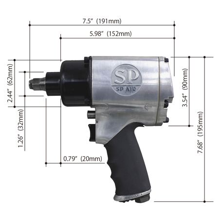 Sp Air 1/2" Heavy-Duty Impact Wrench SP-1140EX